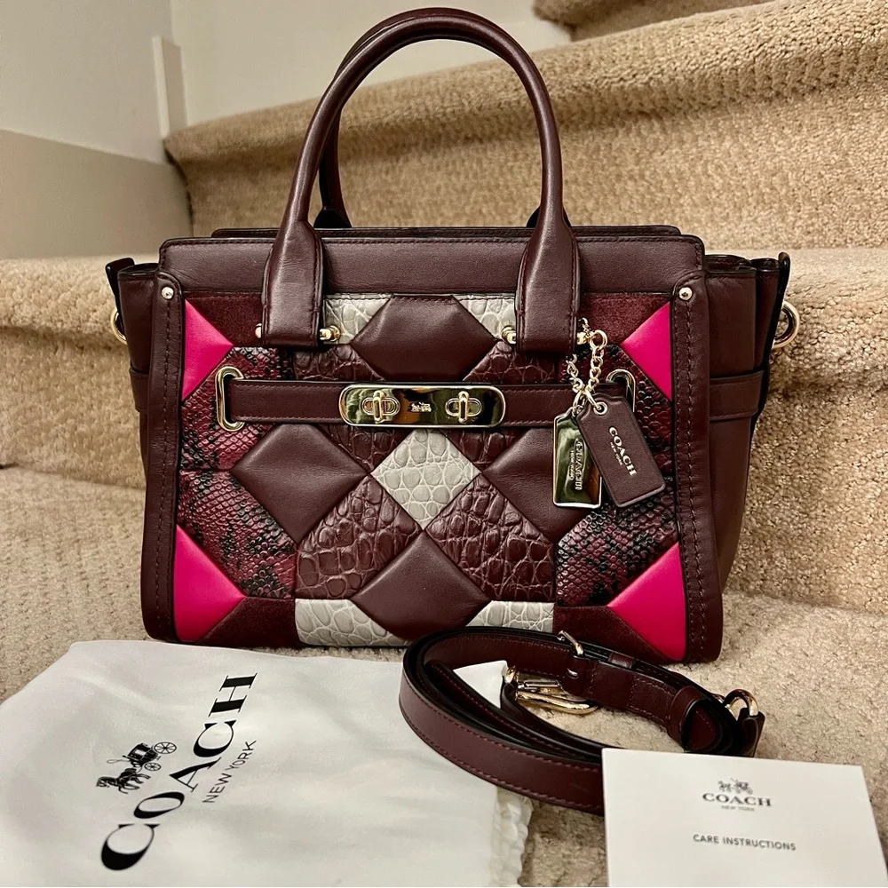 Like New Coach Swagger 27 Quilted Patchwork Exotic Leather Bag - Picture 1 of 11